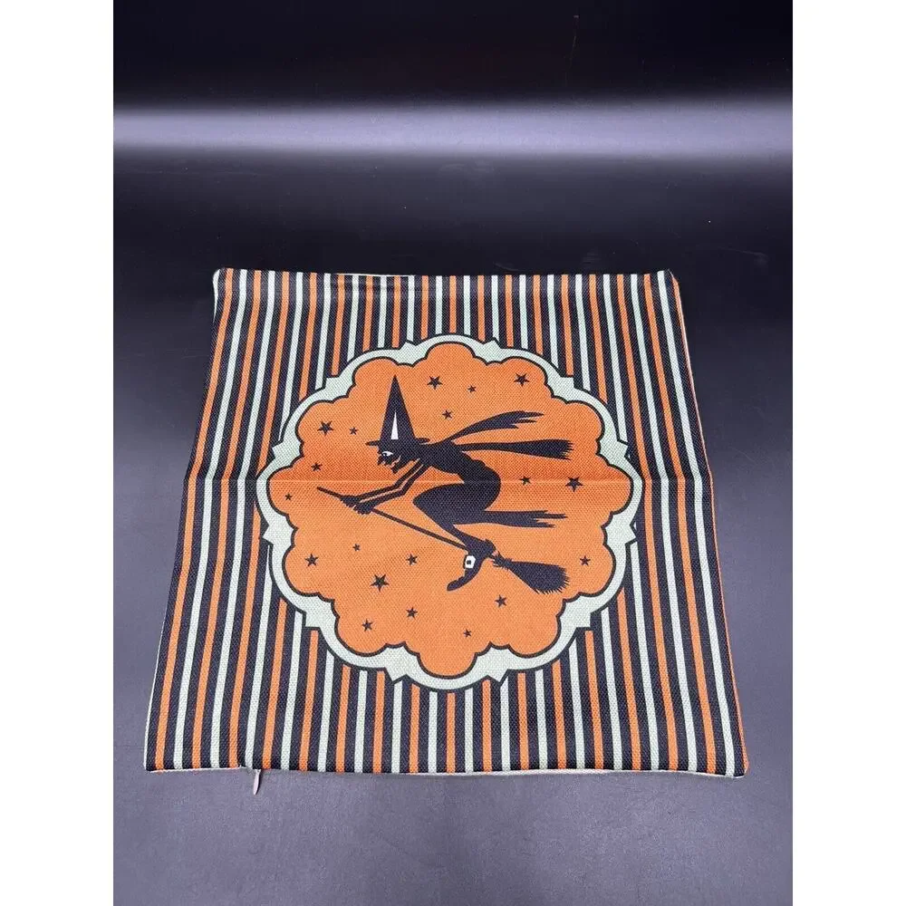 Halloween Pillow Case Covers 12x12 Set of 4 Decorative Jack O'Lantern Witch
